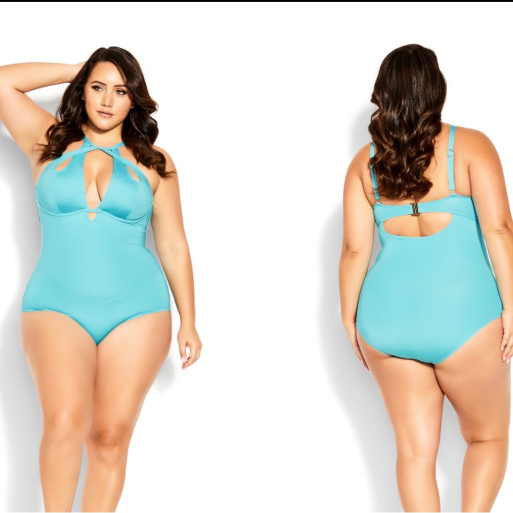 NEWT City Chic Blue Cutout One-Piece Swimsuit